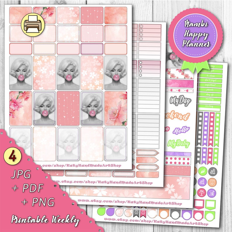 Printable Mambi Happy Planner Weekly Classic Stickers Merlin | Etsy