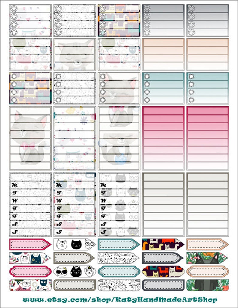 Printable Mambi Happy Planner Weekly Classic Stickers Cat | Etsy
