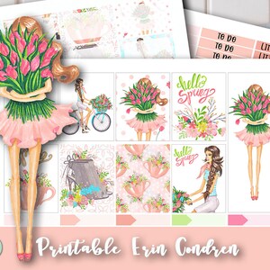 Printable Erin Condren Weekly VERTICAL Planner Stickers Spring | Etsy