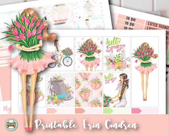 Printable Erin Condren Weekly VERTICAL Planner Stickers Spring | Etsy