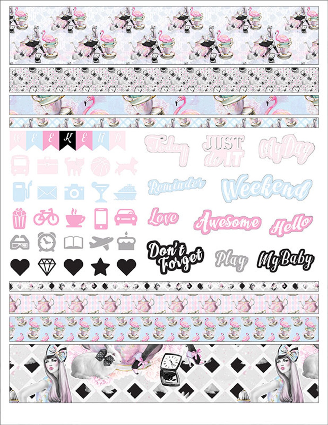 Printable Mambi Happy Planner Weekly Classic Stickers Alise in | Etsy