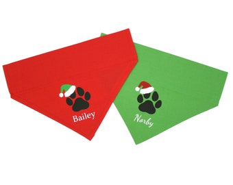 Personalized Christmas Holiday, Santa Paw Dog Bandana