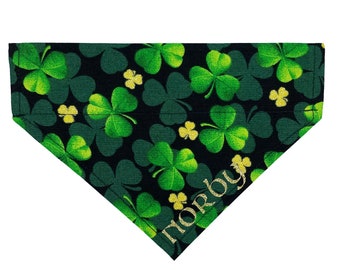 Personalized Shamrock St. Patrick's Day through the collar Dog Bandana