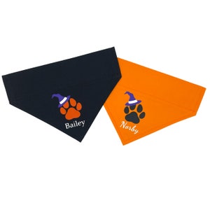 Halloween Dog Bandana, Personalized Name, Over the Collar