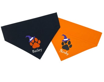 Halloween Dog Bandana, Personalized Name, Over the Collar