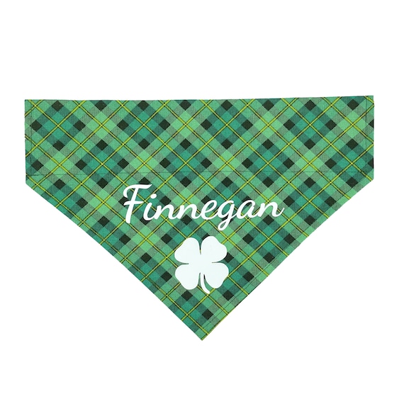 Personalized Saint Patrick's Day Plaid through the collar Dog Bandana