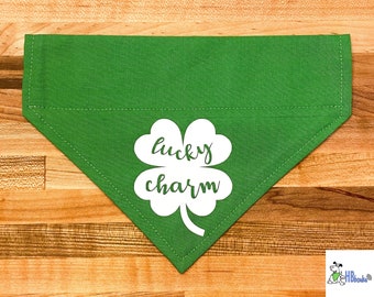 Saint Patrick's Day Lucky Charm Shamrock through the collar Dog Bandana
