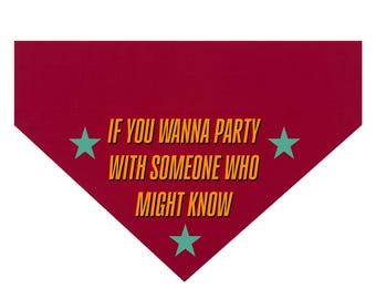 If you Wanna Party with Someone Who Might Know Pet, Cat and Dog Bandana