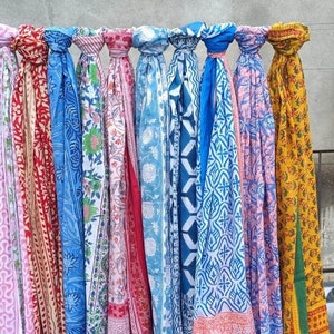 Indian Cotton Scarves , Block Printed Scarfs , Cotton Wrap Sarong , Beach Wrap Pareo , Handmade Cotton Scarves , Floral Print Pareo