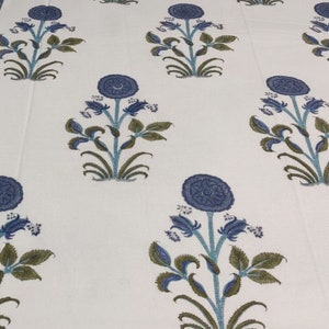 French Tablecloth Cover, Block Printed Tablecloth, Indian Table Linen, Floral Dinning TableCloth ,Elegant Decoration, Rectangle Tablecloth image 2