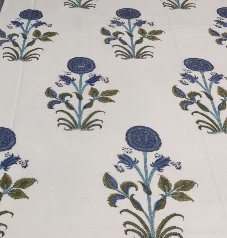 French Tablecloth Cover, Block Printed Tablecloth, Indian Table Linen, Floral Dinning TableCloth ,Elegant Decoration, Rectangle Tablecloth image 2