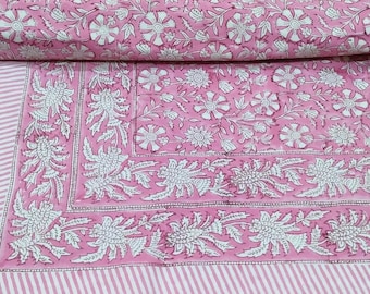 Pink Floral Tablecloth , Indian Block Print Table Cover ,French Tablecloth ,Floral Dining Tablecloth ,Elegant Decoration ,Indian Table Linen