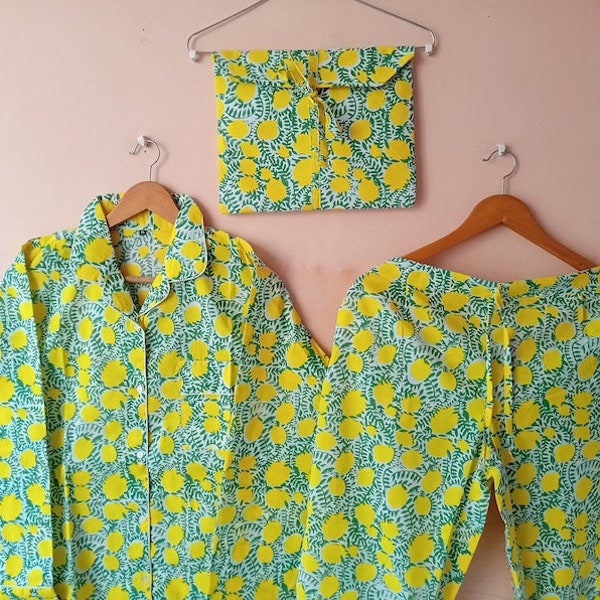 Beautiful Cotton Pajamas Set, Printed Pjs Sets, Floral Cotton Pajamas, Soft Cotton Pjs, Handmade Pjs Sets, Bridesmaid Pajamas Set