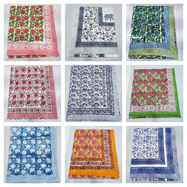 Block Print Table Rectangular Table Linens Floral Dinning TableCloth Elegant Decoration 72X108 Inch Table Cloth Decor Rectangle Table Cloth