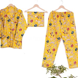 Night Wear Pjs, Floral Cotton Pajamas Sets, Printed Pajamas Set, Boho Cotton Pjs , Flower Print Pj Set, Cotton Pajamas Set, Bridal Pajamas