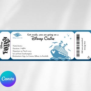 Boleto de crucero sorpresa de Disney Fantasy / Boleto de crucero sorpresa imprimible / Revelación del crucero de Disney