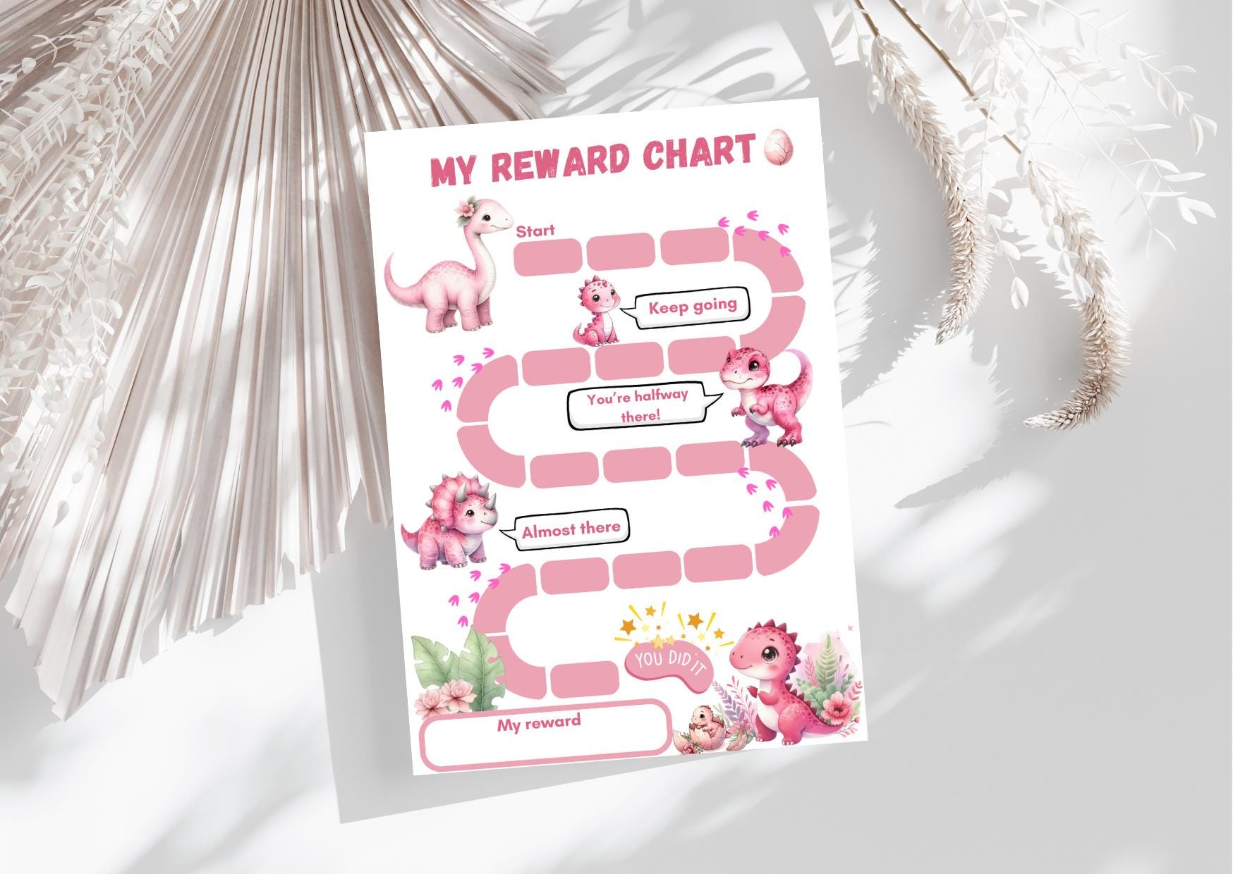 Pink Dinosaur Reward Chart for Kids (digital Download) - Etsy