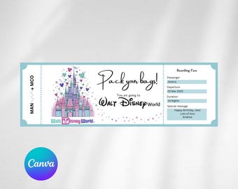 Disney World Reveal Ticket | Printable Boarding Pass (Digital Download)