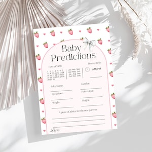 Modèle de prédiction de bébé fraise | Carte de prédiction de baby shower