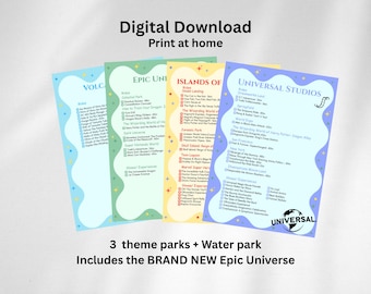 Universal Orlando Rides Checklist: Theme Parks Trip Planner (PDF, PNG)