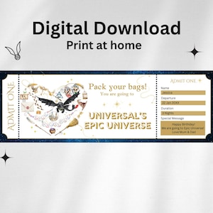 Epic Universe surprise ticket | Epic Universe reveal ticket | Printable boarding pass | Universal Printable Ticket