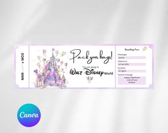 Disney World Surprise Ticket | Printable Boarding Pass (Digital Download)