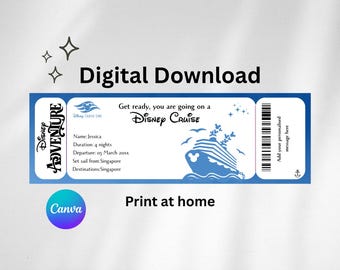 Disney Adventure surprise cruise ticket | Printable cruise surprise ticket | Disney cruise reveal