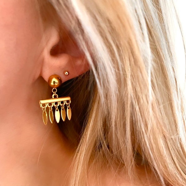 MOLLY Boucles d’oreilles plumes dorées à l’or fin 24k