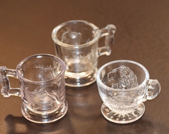 Antique Childrens EAPG Glass Mug Set of 3