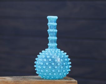 Antique Hobbs Opalescent Glass Bottle Vase