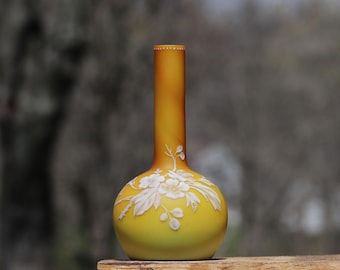 Antique English Bohemian Glass Decorated Art Glass