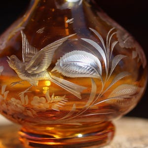 Antique Moser Glass Fancy Engraved Perfume Bottle Antique Bohemian Glass