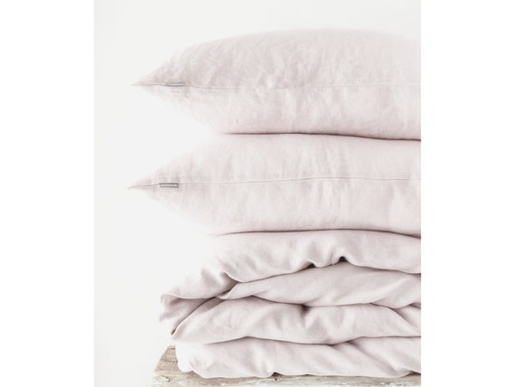 Single Pink Linen Duvet Cover Pillowcase Stonewashed Pale Single Pink Linen Duvet Cover