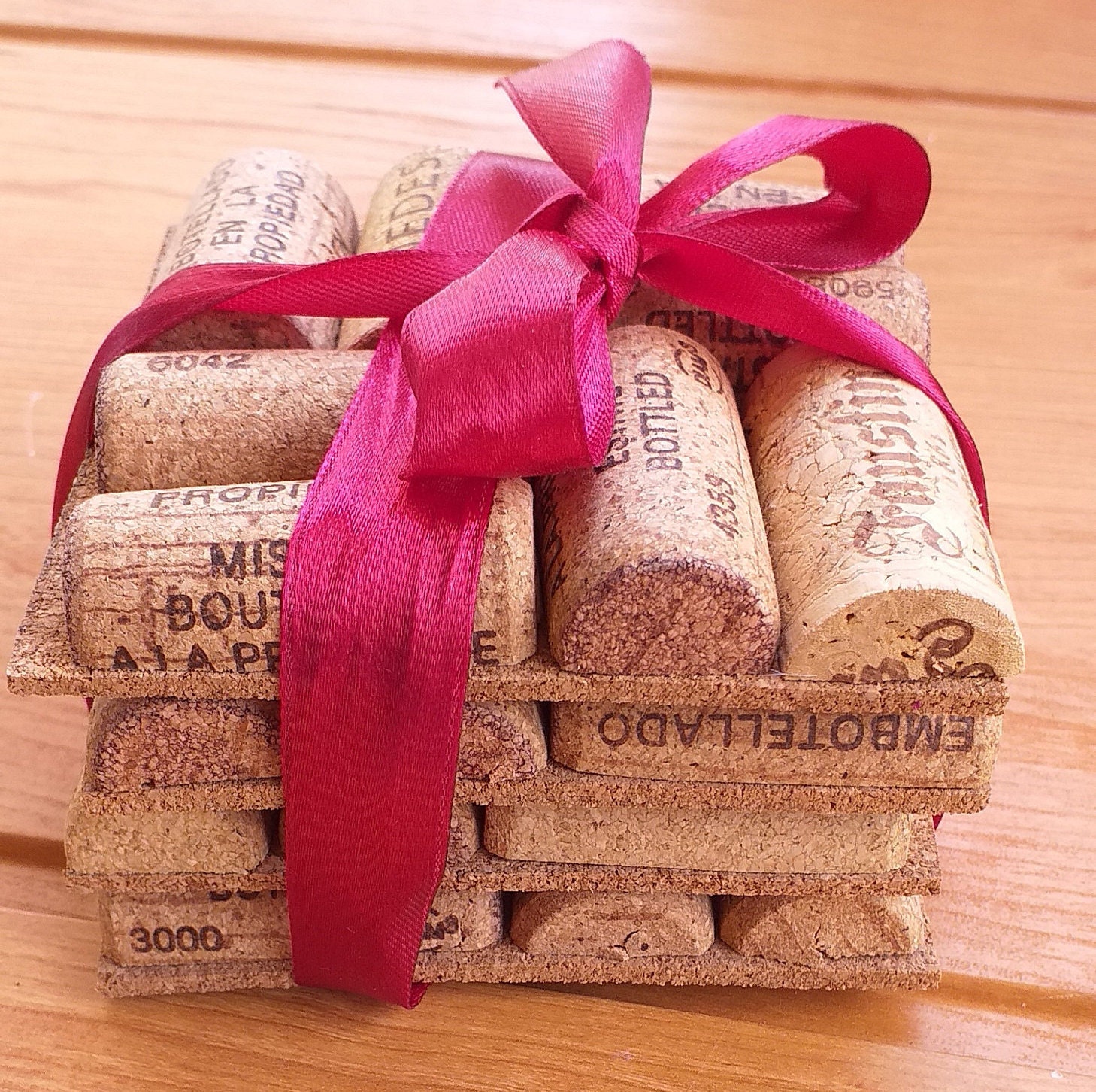 Upcycled cork wine cork coasters set of 4 handmade coasters Etsy