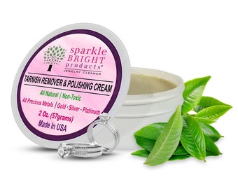 Limpiador de joyas totalmente natural Sparkle Bright Products / 59 ml. Quitamanchas y crema pulidora / Pulidor de metales preciosos para la limpieza de joyas