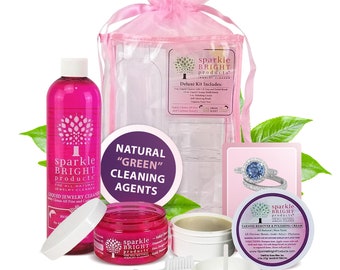 Limpiador de joyas totalmente natural Sparkle Bright / Kit de limpieza de lujo / Ultrasonidos, oro, plata, diamantes, joyería fina, de moda y de diseñador