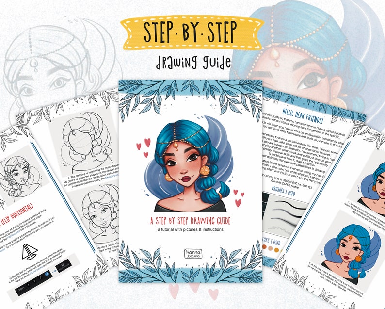 How to Draw A Girl Stylized Portrait Digital Step by Step Drawing Guide