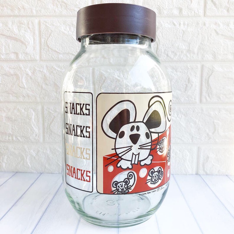 Vintage Carlton Glass Mouse Cookie Jar Mice Snacks Canister Etsy