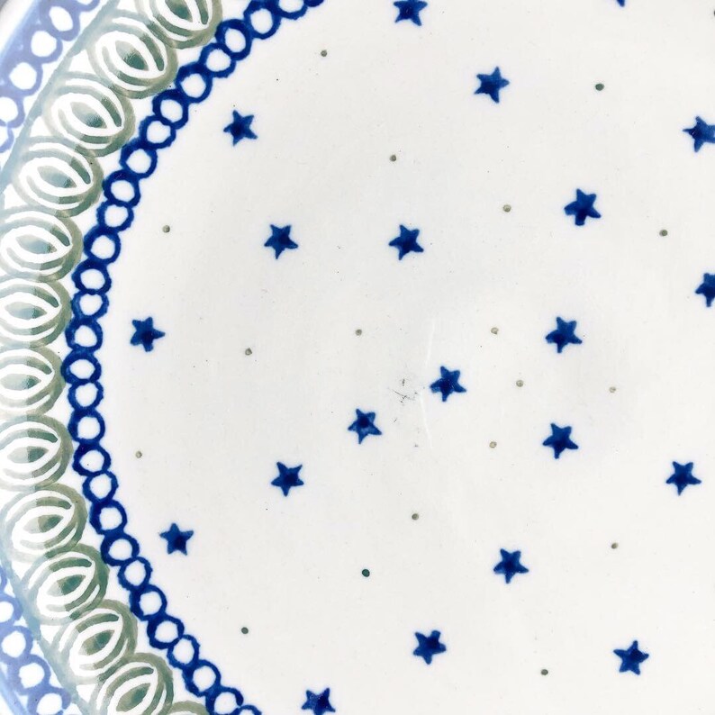 Vintage Ceramic Stoneware Plates Handmade in Poland Polish Pottery Dinner Plates