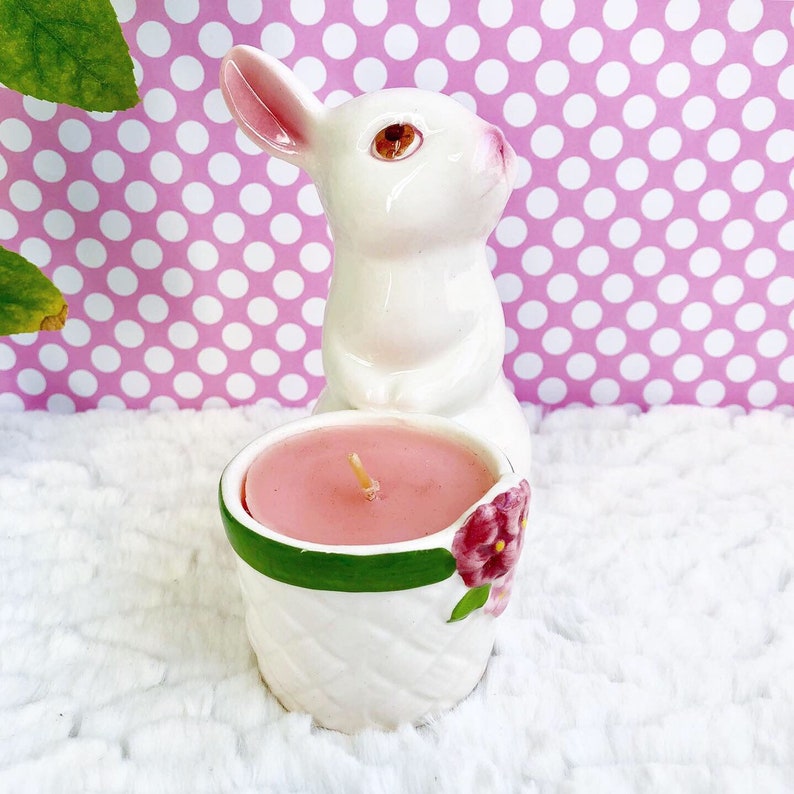 Vintage Avon Bunny Candle Holder White Rabbit Candy Cup Etsy