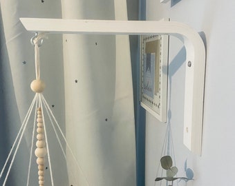 Wall mount baby mobile “Boho white” / Mobile holder / white wooden holder for mobile / holder above baby bed