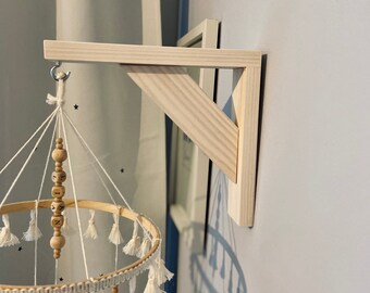 Wall Support Bracket for Baby Mobile in Wood With Rattan Cane Effect Support for Mobile for Children s Room Etsy