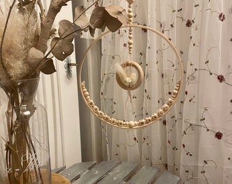 Children's room decoration "Blumenkindloop" made of wood with names and dried flowers