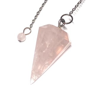 Handcrafted Large Rose Quartz Pendulum, Natural Crystal Pendulums, Yes No Dowsing Divination Meditation Tools, Wicca Altar Tool and Supplies