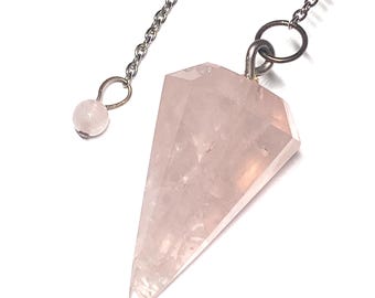 Handcrafted Rose Quartz Pendulum, Dowsing Divination Wicca Altar Tool