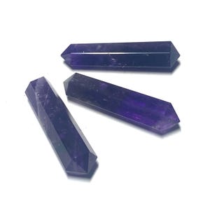 Handcrafted Amethyst Quartz Crystal Point, Natural Purple Quartz Double Point Obelisk Crystals, 1 piece Carved Crystal Pillar