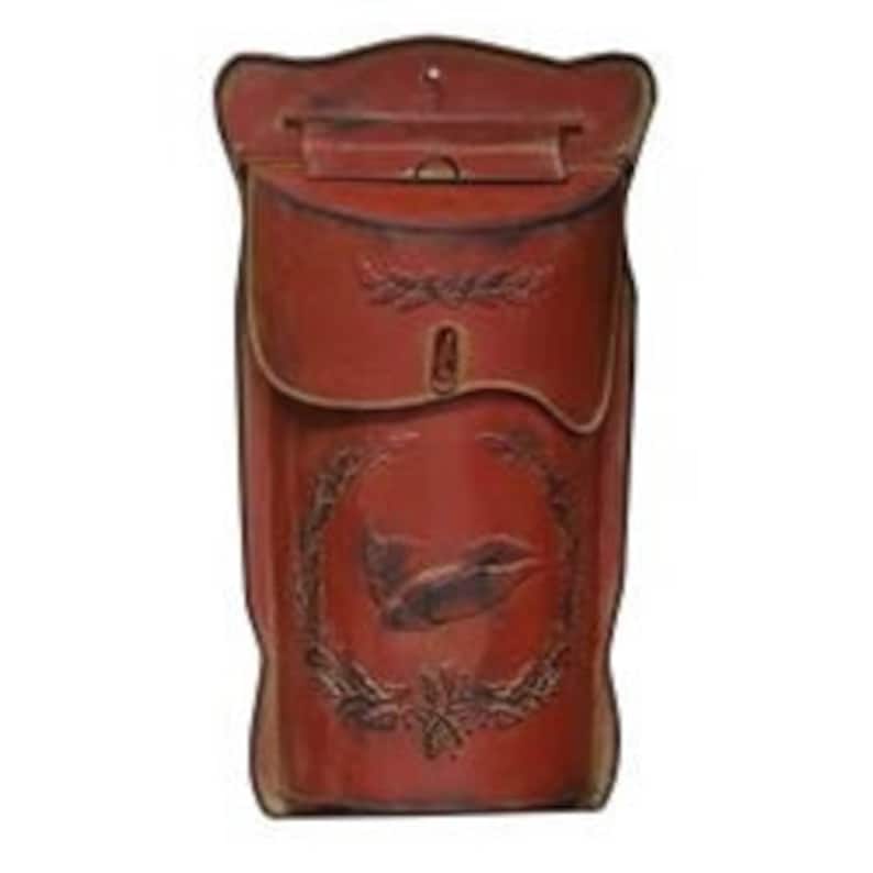 Red Post Box with Bird and Holly Farmhouse Metal Post Box Vintage Metal Mailbox Rustic Metal Mailbox-Home Metal Post Box-Etsy Post Box