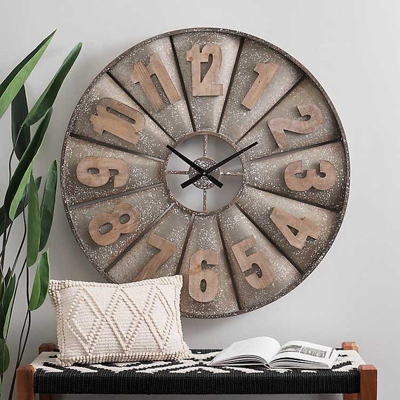 40 Galvanized Windmill Wall Clock Farmhouse Above The Mantle Rustic Kitchen