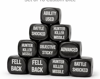 Warhammer 40K Helper Dice – Tabletop Status Dice – Battle Shocked, Advance, Sticky Objective – Wargaming Dice Accessory