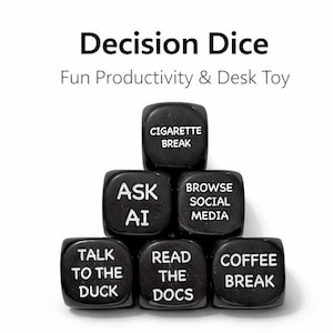 Programmer Decision Dice – Debugging Tool, Black Acrylic (20mm D6)